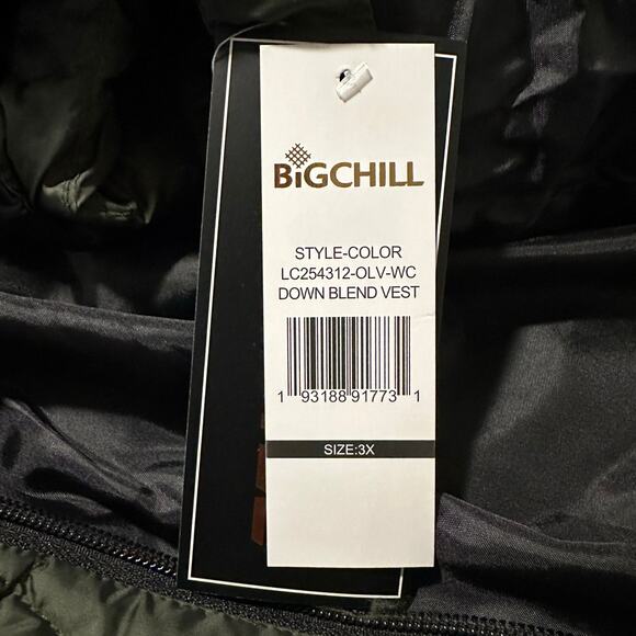 NWT Big Chill Down Blend Puffer Vest Olive Plus 3X - Picture 6 of 8
